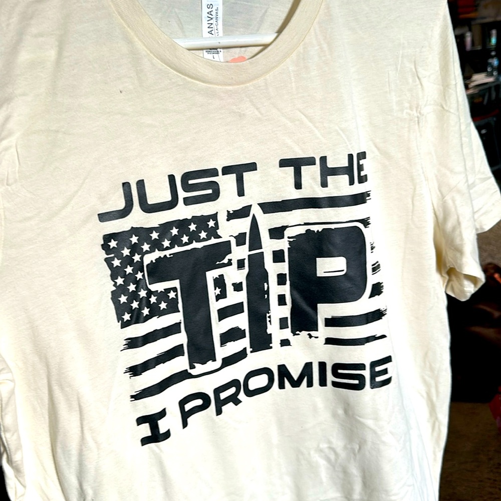Unisex size, large canvas, graphic T shirt Just the tip I promise humorous gift